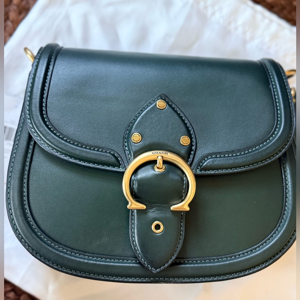 COACH Glovetanned Leather Beat Saddle Bag -Green - Picture 2 of 8